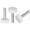 QUARKZMAN 20pz M5 x 20mm Maschio Filettatura Manopole Zigrinate Vite Pollice Serraggio Manopole Impugnatura Plastica Maniglia Mano Manopole con Perno Filettato Bianco