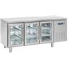 Tavolo Frigo Professionale in Acciaio Inox AISI 304, con 3 Porte in Vetro, Profondità 70 cm, +3°C/+10°C - Classe C