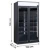 Vetrina Frigo Bibite Nera, Ventilata, 1050 L, +1°C/+10°C, con Canopy Pubblicitario, Classe B