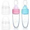 Aolso Set di mangiatoie, 2 cucchiai in silicone, biberon con cucchiaio, sicuro per uso alimentare - senza BPA