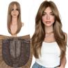 Elailite Hair Topper Donna Clip in con Frangia per Capelli Castano Chiaro/Dorato Intenso, Posticci con Clips Middle Parting Toupet Toupee Protesi 45cm 175g (Base 15cm*15cm)