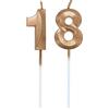 Lahviuu Candele di Compleanno Numero,Candele Decorazione di Topper Torta Buon Compleanno,per Festa Nozze Anniversario Celebrazione Forniture,18 Anni (Champagne)