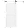 HOMCOM Porta Scorrevole in Stile Country con Binario e Maniglia, in Legno e Acciaio, 183x0.6x4 cm, Bianco e Nero | Aosom Italy