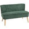 HOMCOM Divano a Due Posti Imbottito, Legno, Tessuto in Poliestere Vellutato, Schiuma, 117 x 56,5 x 77 cm, Verde