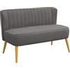 HOMCOM Divano dal Design Retro a due posti, Gambe in Legno, 117 cm x 56,5 cm x 77 cm, Grigio Scuro