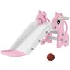 AIYAPLAY Scivolo per Bambini con Scaletta, Canestro da Basket e Pallone, Design Giraffa, per Bambini 1-3 Anni, Rosa | Aosom Italy