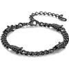 Bandmax Bracciale Uomo a Catena Cubana di Spine in Acciaio Inossidabile, Braccialetto Nero HipHop Punk Rock, Larghezza 5MM Grosso Catenine Accessori