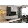 Dmora Parete attrezzata da Soggiorno, Mobile Porta TV con pensili, Salotto Moderno Completo Effetto Marmo di Carrara, cm 240x50xh196, Colore Bianco e Antracite