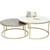 Kare Design tavolino Mystic Round (2/set), diametro 90cm, tavolino in marmo, nobile e discreto, tavolino, 55x90x90 cm (H/W/D)