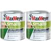 Maxmeyer Smalto All'Acqua Poliuretanico Opaco Grigio Fumo 0,75 L (Confezione da 2)
