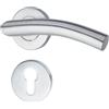 Yale Set di maniglieL 90 Curved in acciaio inossidabile per porta con rosetta per cilindro europeo 35-S1LC-RRCY-88-3101, satinate, design moderno, adatto per porte interne ed esterne (Confezione da 5)