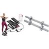 Sunny Health & Fitness Sunny Health and Fitness Total Body Smart 2-in-1 Stepper Machine, Total Body Workout, Adjustable + 35.5 cm Threaded Chrome Dumbbell Bar