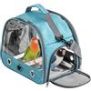 BORDEAG Borsa per il Trasporto di Uccelli con Asta e Vassoio in Acciaio Inox, Zaino Portatile per Pappagalli con Asta di Legno (Blue)
