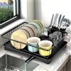 VINATO Scolapiatti da Appoggio, Scolapiatti da Lavello Salvaspazio Porta posate cucina con Bandeja Estraibile, Scolapiatti da Appoggio per Lavello Organizer Cucina 360° Scarico Regolabile, 42x30x13cm
