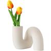 PhiDor Vaso da fiori in ceramica bianca per decorazione, moderno e minimalista, vaso decorativo per centrotavola, cucina, ufficio, soggiorno, decorazione floreale per matrimoni (marrone chiaro)