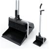 MSV - Set Scopa e Paletta con Manico Lungo (111 cm) - Kit ergonomico per spazzare la Polvere Contro Il Mal di Schiena - Paletta con Chiusura Automatica e antiribaltamento - Nero