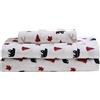 Beatrice Home Fashions Cozy Cabin - Set di lenzuola in microfibra con tasche profonde, 3 pezzi, motivo patchwork rustico, motivo cervo, rosso/nero
