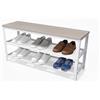 Relaxdays Panca Porta Scarpe per 8 Paia, HxLxP 45x100x30 cm, 2 Ripiani a griglia, Effetto Legno