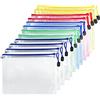 Fousenuk 12 Pcs A4 Sacchetto di Zip Impermeabile, Borse di File Mesh, Trasparenti Cartelline Portadocumenti, Buste Plastica Zip, Sacchetto per Documenti, Ricevute, Cosmetici, 5 Colori