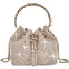 TOPALL Pochette Elegante, Borsa Secchiello Donna con Brillantini e Strass, Clutch da Sera Piccola per Matrimonio/Festa/Bar/Modo (B-Oro)