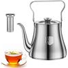 SUNOYA Teiera con inserto per colino, teiera in acciaio inox da 1,5 l, con colino, teiera in acciaio inox, teiera a doppia parete con manico del coperchio, teiera per fornelli a gas