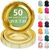 Nkaiso 50 Pezzi Oro Piatti di Carta, 25 x 23cm & 25 x 18cm Piatti Monouso, Stoviglie per Feste usa e Getta Eleganti per Compleanno, Nuziale Doccia, Fidanzamento, Matrimoni