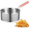 QUSHEJIAND Cestello per friggitrice in acciaio inox con manico rimovibile, colino per pasta, cestello per friggitrice da cucina, cestello per friggere e barbecue (20 cm)