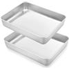 CZMTBO 2 pezzi di teglia da forno, teglia rettangolare da 30x25x5,5 cm in acciaio inox, teglia per sformati, scolapiatti, profonda, per forno, padella antiaderente, per cottura, arrosti, servizio
