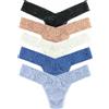 Hanky Panky Daily Lace Low Rise Thong - Mutande Donna in Pizzo Elasticizzate, Set 5 Pz, Tanga Donna con Vita Bassa - Slip Donna Cotone e Nylon, Lingerie per Completo Intimo Donna, Taglia Unica