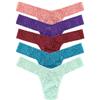 Hanky Panky Daily Lace Low Rise Thong - Mutande in Pizzo Elasticizzate, Set 5 Pz, Tanga Con Vita Bassa - Slip Cotone e Nylon, Lingerie per Completo Intimo, Taglia Unica