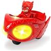 Dickie Toys 203142002 PJ Masks Mission Racer Gufetta - Veicolo ruote libere, pressofuso, luci e suoni, riproduzione della sigla figura Gufetta, 12 cm, rosso, con batterie