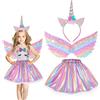 Hifot Costume da Unicorno Bambina,Vestito da Principessa Ali con Cerchietto Unicorno, Tutu Gonna per Festa Compleanno Partito Regalo Carnevale