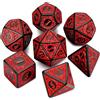 KSJEHW 7 Pezzi Set di Dadi Poliedrici con Tasche Dadi Poliedrici a Due Colori per Dungeons and Dragons RPG DND MTG W20 W12 W10 W8 W6 W4 Giochi di Carte da Tavolo(Rosso) (Rosso)
