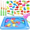 Tigvio Giocattoli da pesca, 42 pezzi, gioco da pesca magnetica, giocattolo acquatico per bambini, vasca gonfiabile, 3-6 anni, multicolore