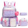 HTgroce Zaino Bambina Scuola Elementare Zaino Per Bambini Con Cuscino In Spugna Spessa, Tasca Per Il Pranzo, Astuccio Per Matite, 42 x 30 x 3 cm, Viola Heart