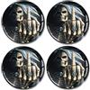 SkinoEu® 4 x 70mm Adesivi Resinati 3D Gel Stickers Auto Coprimozzo Universale Logo Silicone Autoadesivo Stemma Adesivo Copricerchi Tappi Ruote Colore Skull Craneo Dito Medio A 2570