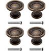 FUXXER Set di 4 maniglie per mobili antichi, cassetti, stile rustico, vintage, bronzo, ferro, ottone, mobili da cucina, buffet, 29 x 19 mm, bronzo