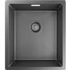 TORVA Lavello da lavoro rettangolare in acciaio inox a nido d'ape goffrato, 38 x 44 cm, con nano rivestimento, gocciolatoio e troppopieno nero
