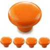 Ganzoo pomelli in porcellana e ceramica per mobili, set da 4 arancione lucido, 32mm diametro 23mm profondita, per cassetti cucina, comò e armadi, ante e porte, stile vintage shabby chic