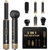 YeehaWhoo Set per acconciature 5 in 1 con spazzola ad aria calda, asciugacapelli e styler ad aria calda per donne (nero-4)