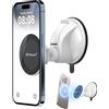 PROfezzion Porta Cellulare Doccia Magnetico, Supporto Telefono a Ventosa Riutilizzabile per Specchio, Bagno, e Cucina Compatibile con MagSafe iPhone 18 17 16 15 14 13 12 Pro Max e molti altri - Bianco