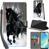 PHINIENLAND Cover per Samsung Galaxy A16 4G/5G custodia portafoglio Cavallo nero | 3 scomparti carte, 1 tasca banconote, Chiusura magnetica, Supporto, Pelle PU flip cover per Samsung A16