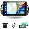Motorsi 4GB RAM + 64GB ROM Carplay Autoradio per Fiat 500 2007-2015 con Wireless Android Auto Touchscreen da 9 pollici GPS Navigation/WiFi/FM/RDS Radio/SWC/Canbus/Bluetooth/EQ+AHD Camera