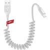 Zestiq Cavo USB C Spirale, 【0.4M-0.9M】Cavo Retrattile USB Tipo C per Carplay, Cavo di Ricarica USB A a Tipo C Android Auto Compatibile con iPhone 17/16/15, iPad, Samsung Galaxy, Google Pixel - Bianco