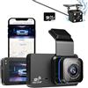 Greatzer 1296P Dash Cam Auto, Doppia Telecamera per Auto, Dashcam con Scheda SD 64G, WiFi, Controllo APP, GPS, Display IPS da 3'', Grandangolo di 140°, Visione Notturna, Design Ultracompatto, Max 128G