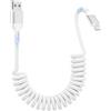 Zestiq Cavo iPhone Spirale USB A a Lightning 2M, Cavo Apple Carplay Retrattile per Auto, Cavo da USB A a Lightning Ricarica Corto per iPhone 14, 13, 12, 11 Pro Max, XR, XS, X, 8 Plus, SE - Bianco