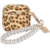 DiyGody Custodia Compatibile con Airpods 4 Generazione 2024 con Portachiavi in Perle, Cover Protettiva con Motivo di Leopardo per Donne, Case in Silicone TPU Antipolvere AntiGraffio Antiurto, Marrone