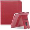 Yiernuo Custodia Compatibile con Kobo Libra Colour (2024)/Libra 2 (2021) 7 Pollici &Tolino Vision Color (2024)/Vision 6 (2021) eReader,Cover con Scomparto per Carte, Tracolla e Supporto,Rosso