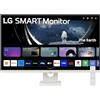 LG 32U721SA Monitor Smart 32" 4K, HDR, webOS con app di streaming, Wi-Fi, Bluetooth, AirPlay, Screen Share, Browser Internet, Speaker Stereo 10W, USB-C (65W), HDMI, Hub USB, Telecomando, Bianco