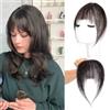 Ysdqs Hair Extension a clip in pony, 100% capelli veri da donna, frangia francese, extension per capelli sintetici, frangia con ferretto (Brown Black)